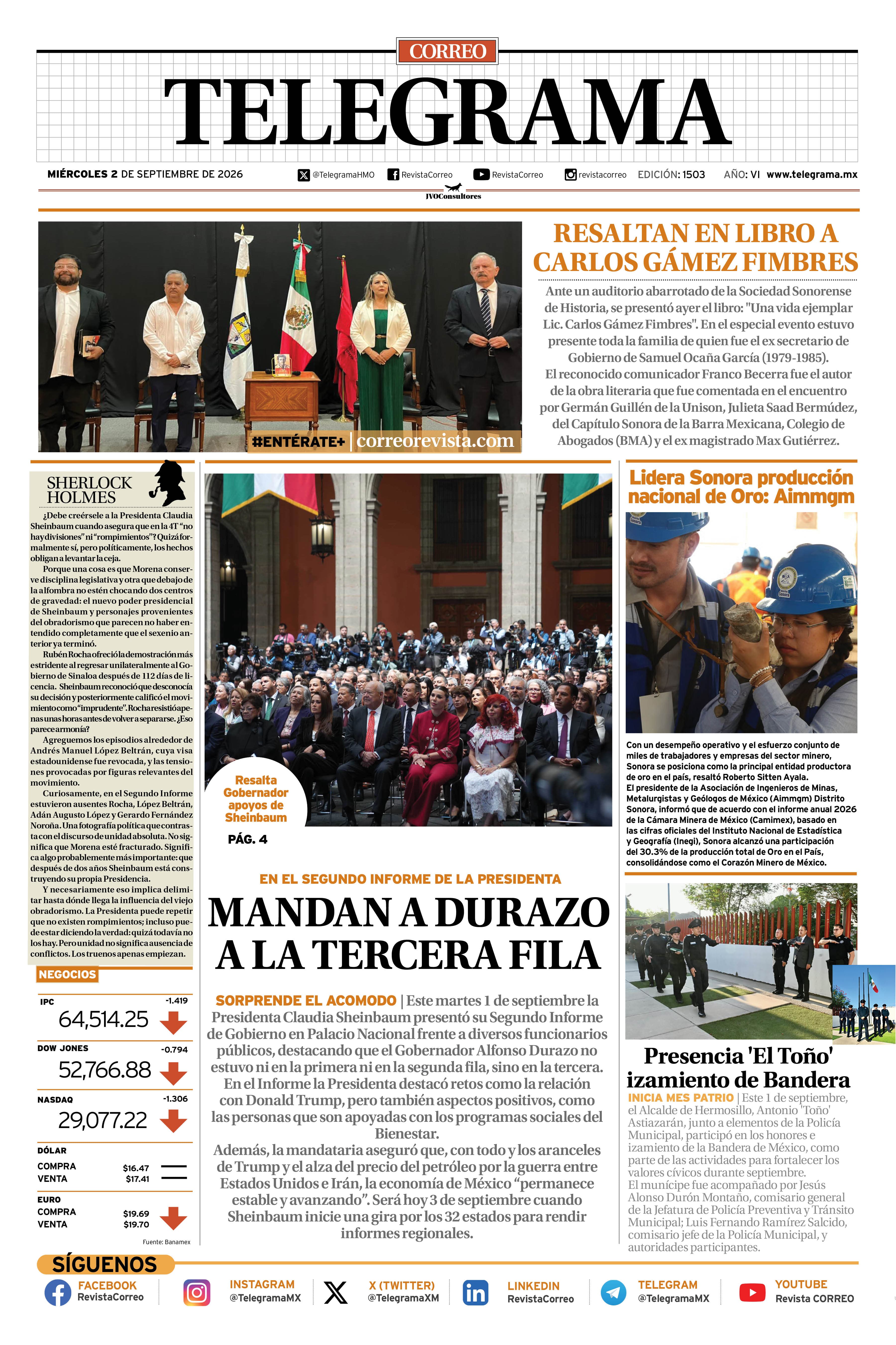 Portada de la edición TELEGRAMA 1503