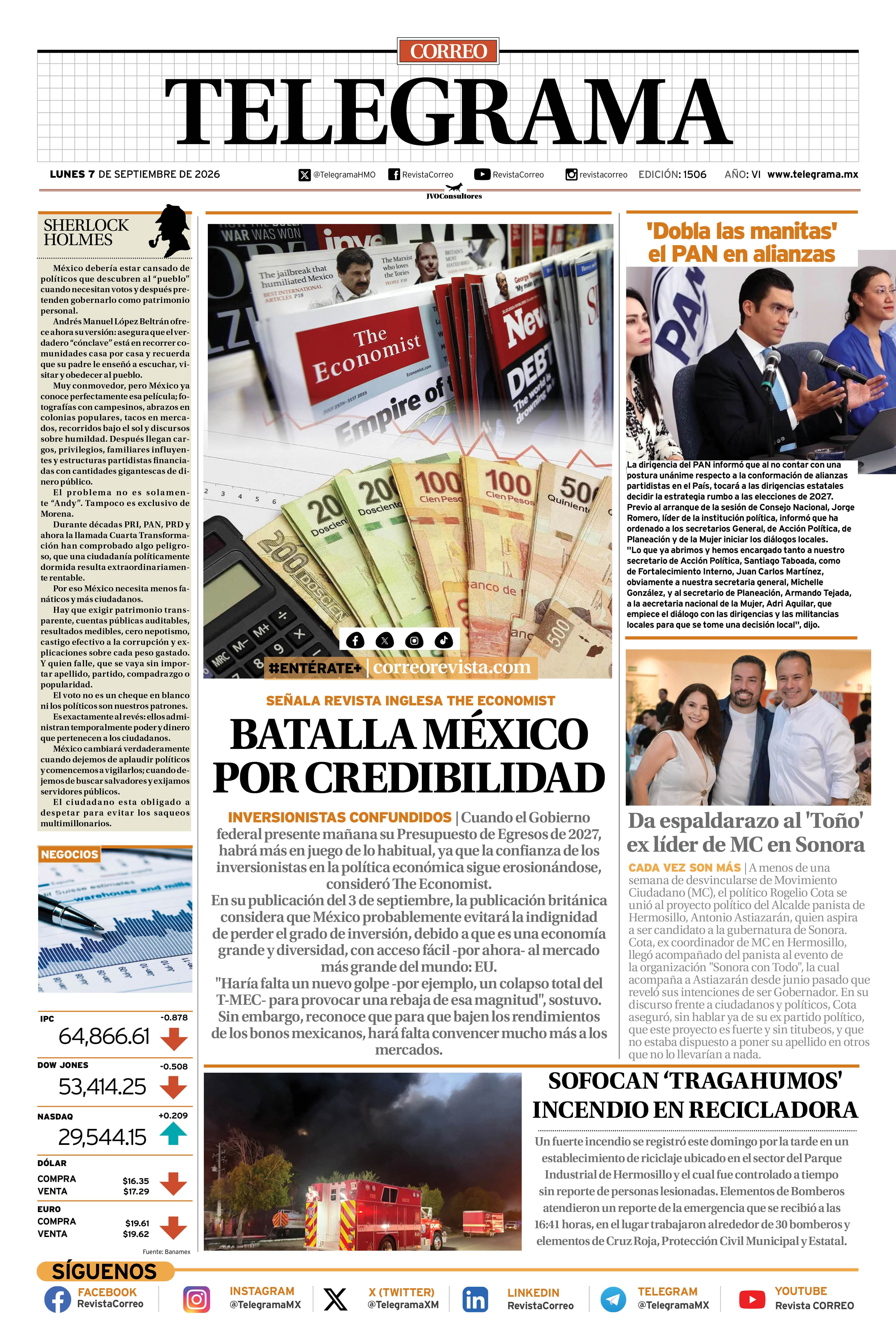 Portada de la edición TELEGRAMA 1506