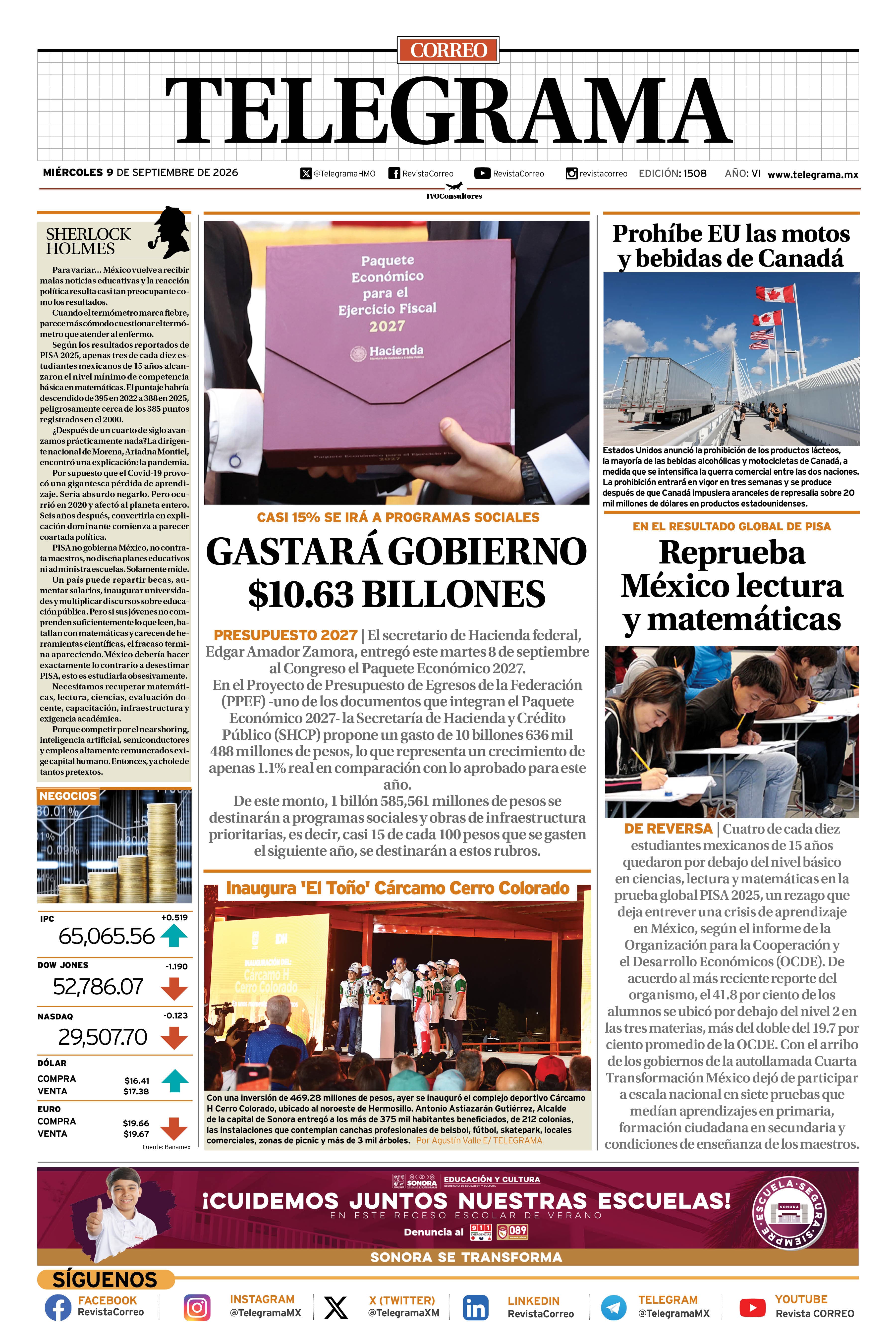 Portada de la edición TELEGRAMA 1508