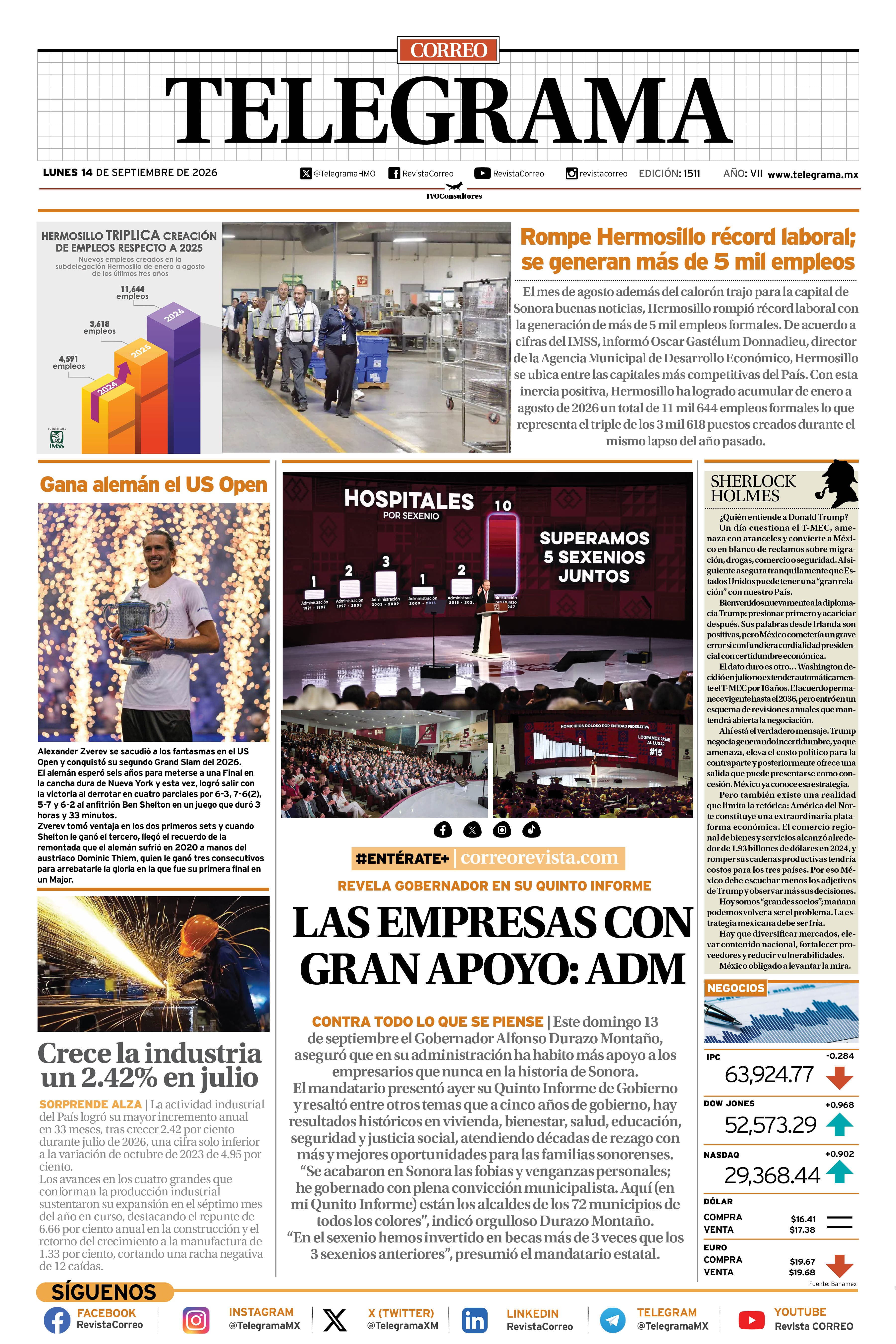 Portada de la edición TELEGRAMA 1511
