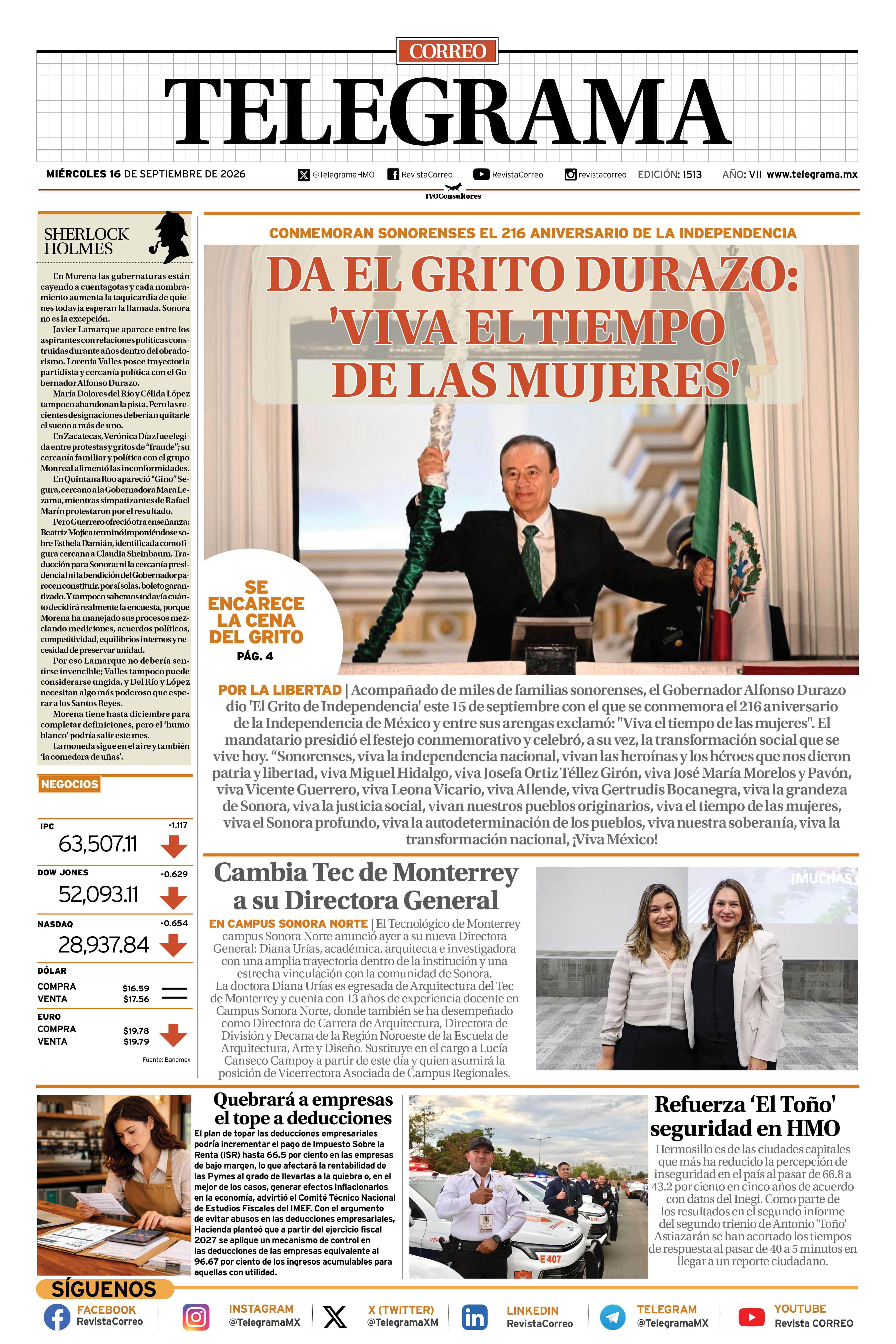 Portada de la edición TELEGRAMA 1513