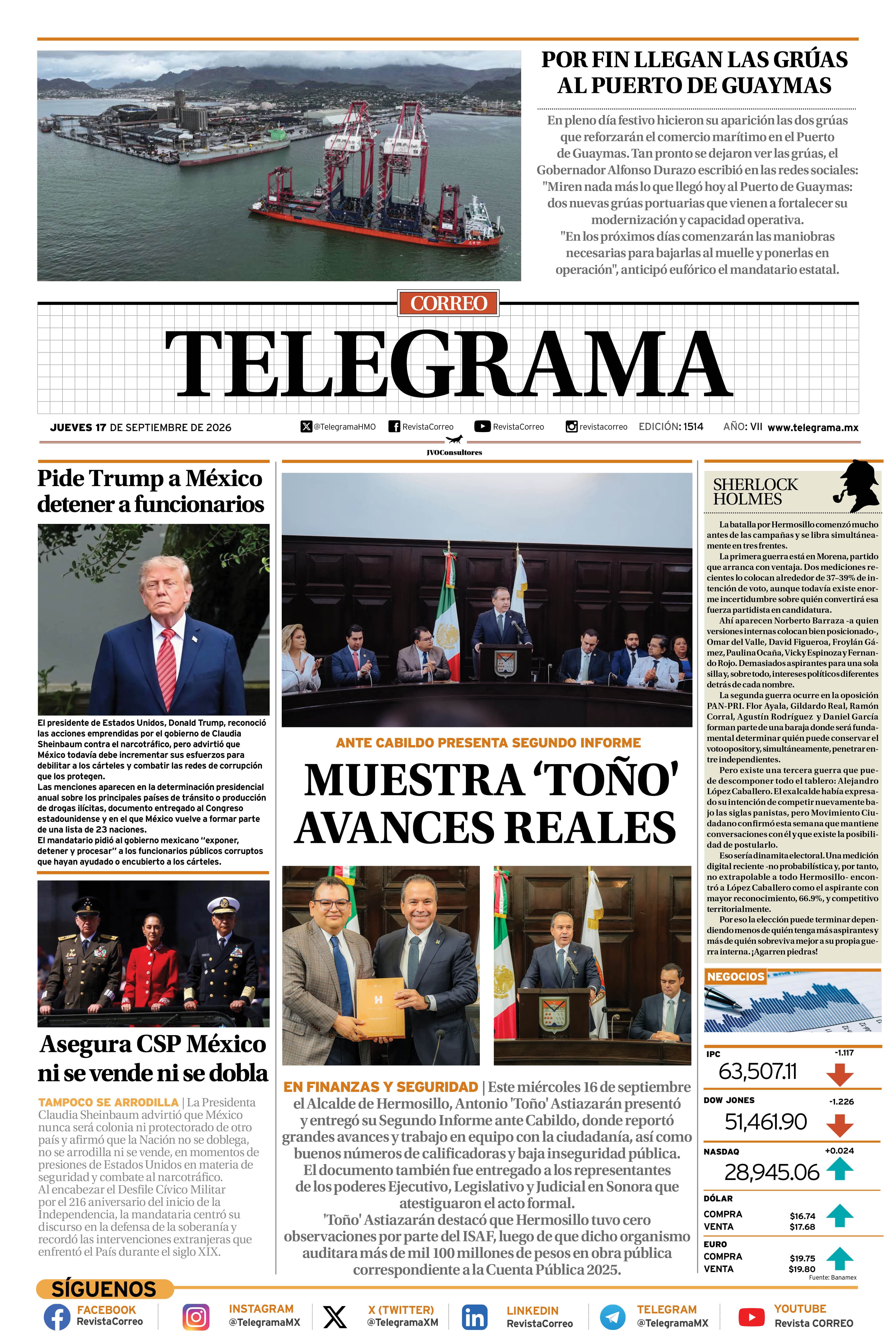 Portada de la edición TELEGRAMA 1514