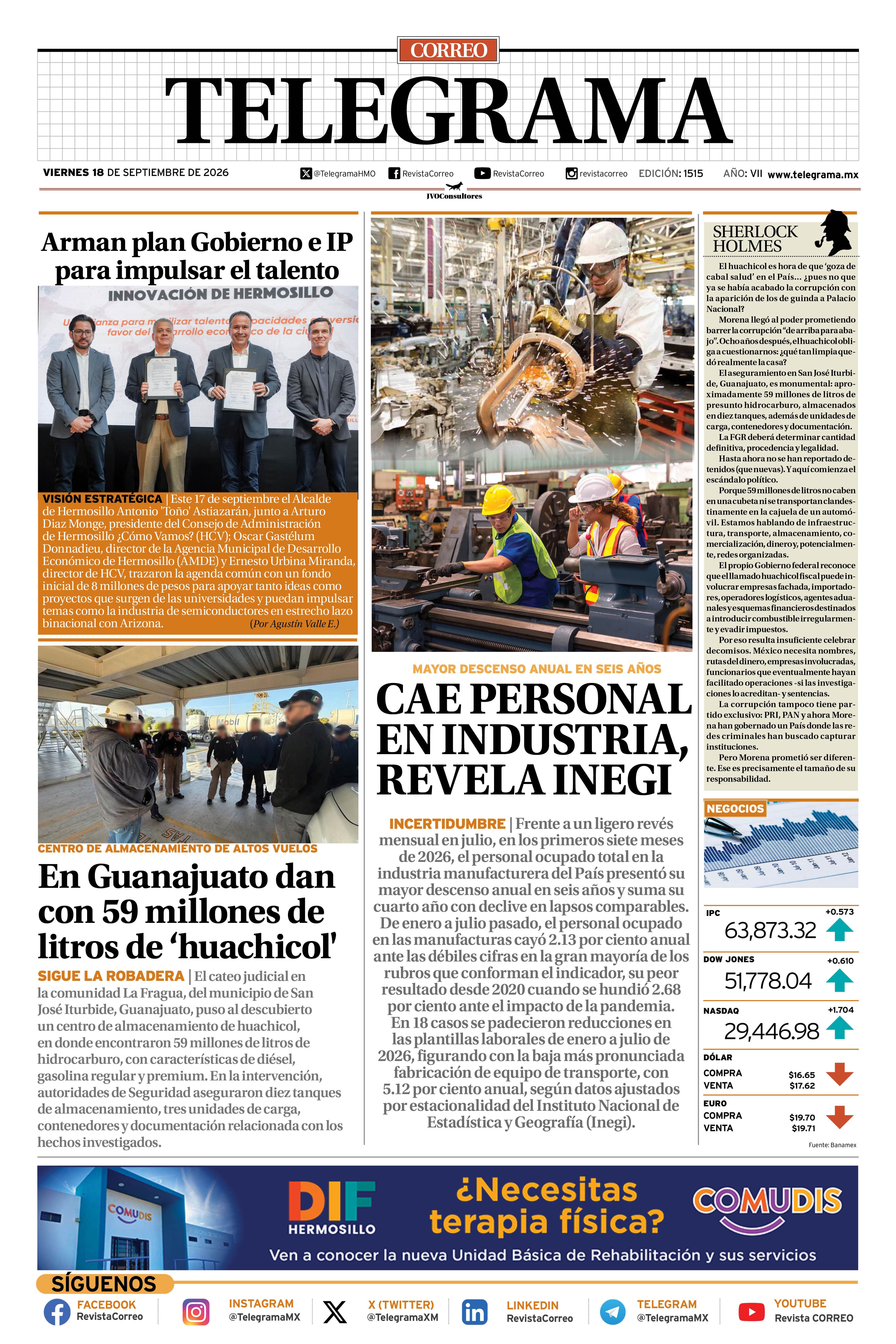 Portada de la edición TELEGRAMA 1515