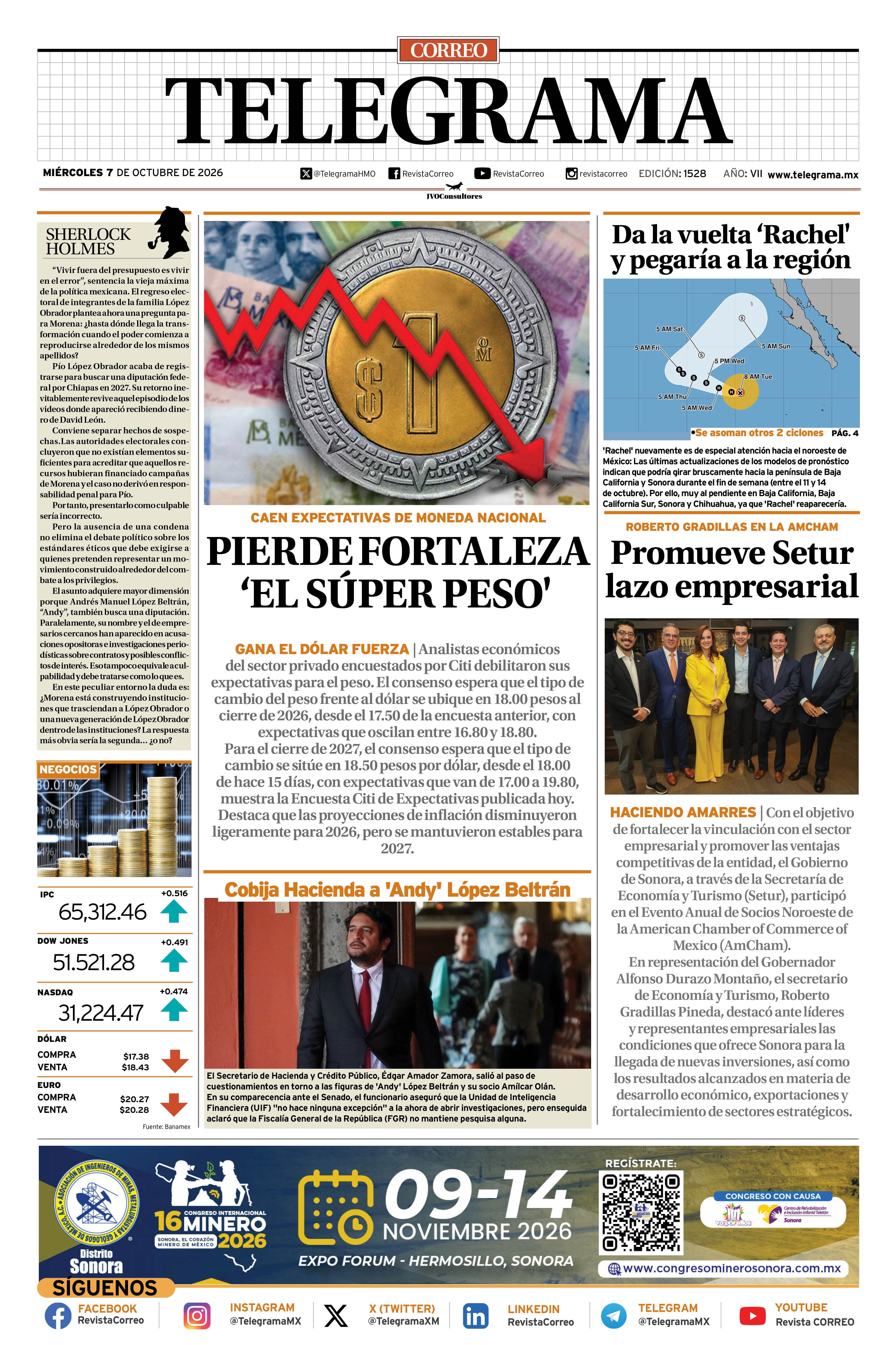 Portada de la edición TELEGRAMA 1528