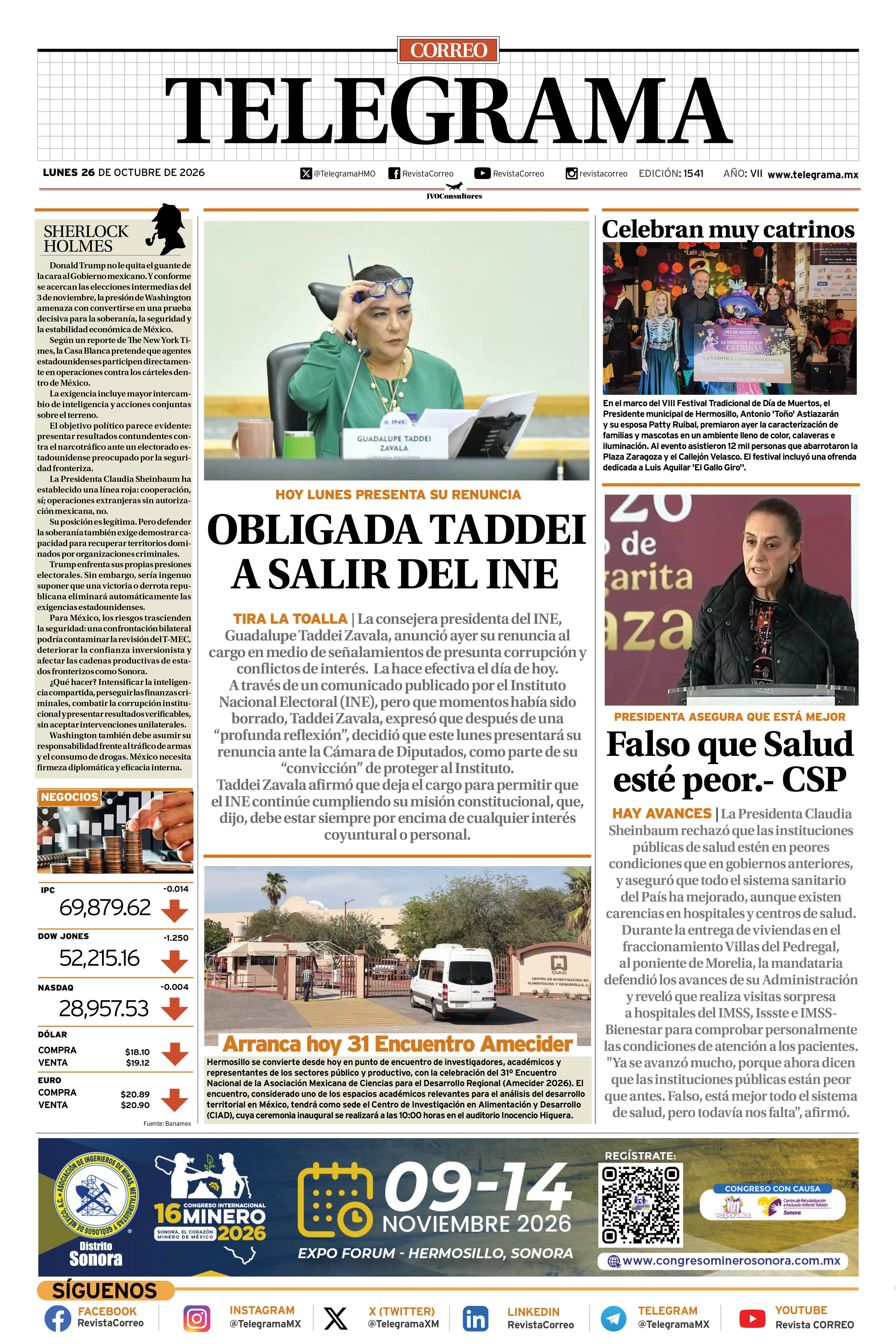 Portada de la edición TELEGRAMA 1541