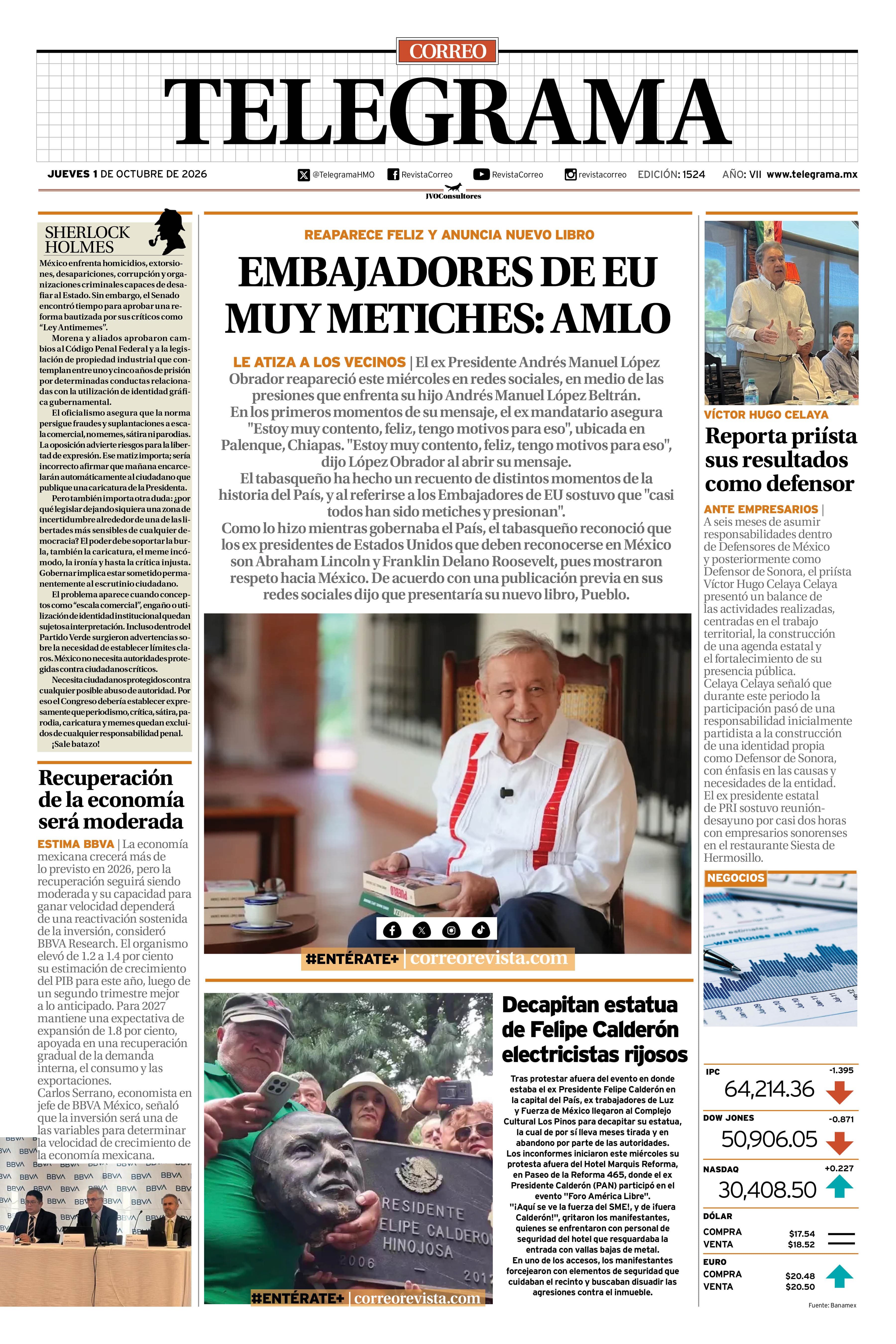 Portada de la edición TELEGRAMA 1524