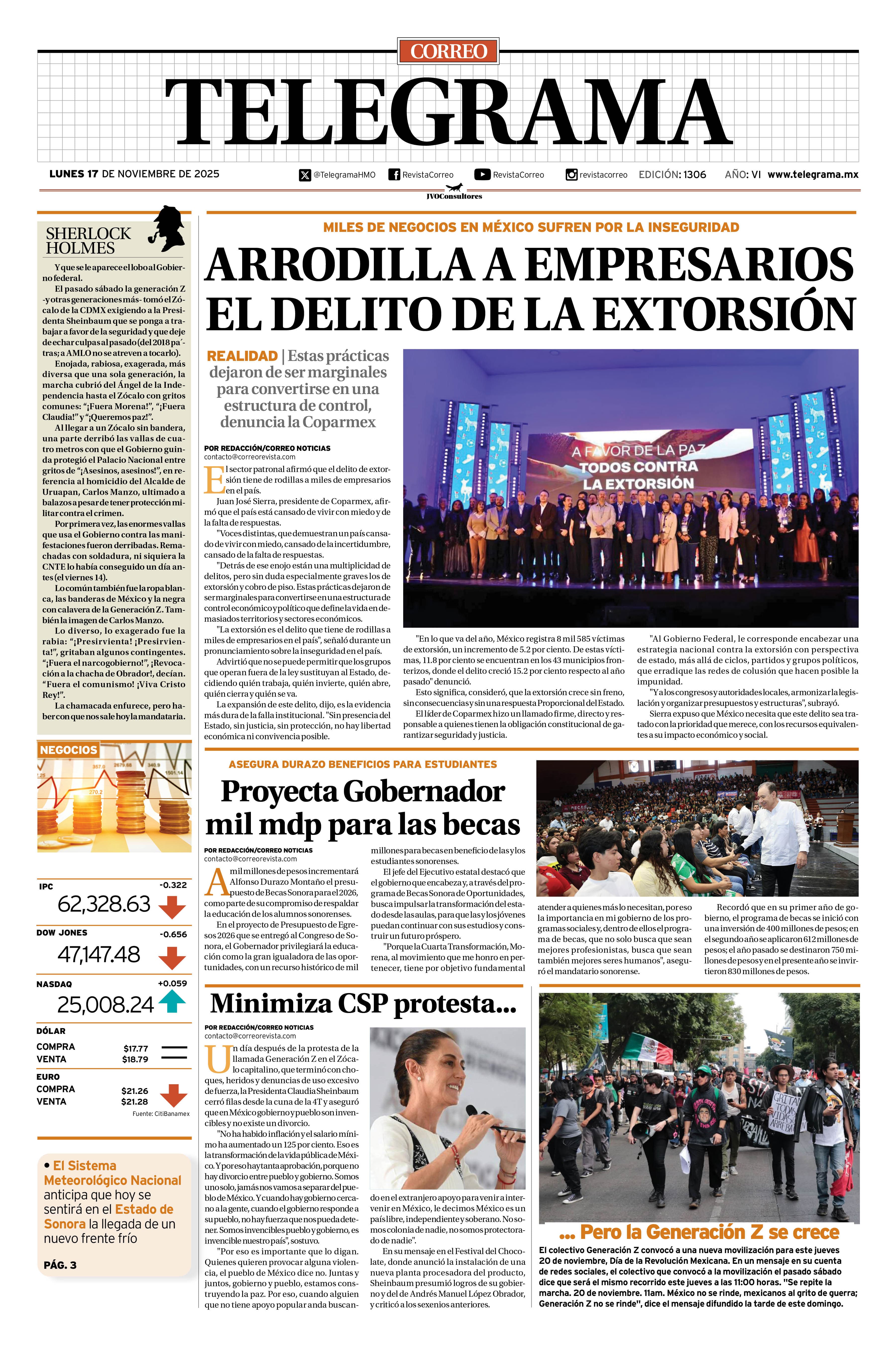 Portada de la edición TELEGRAMA 1306