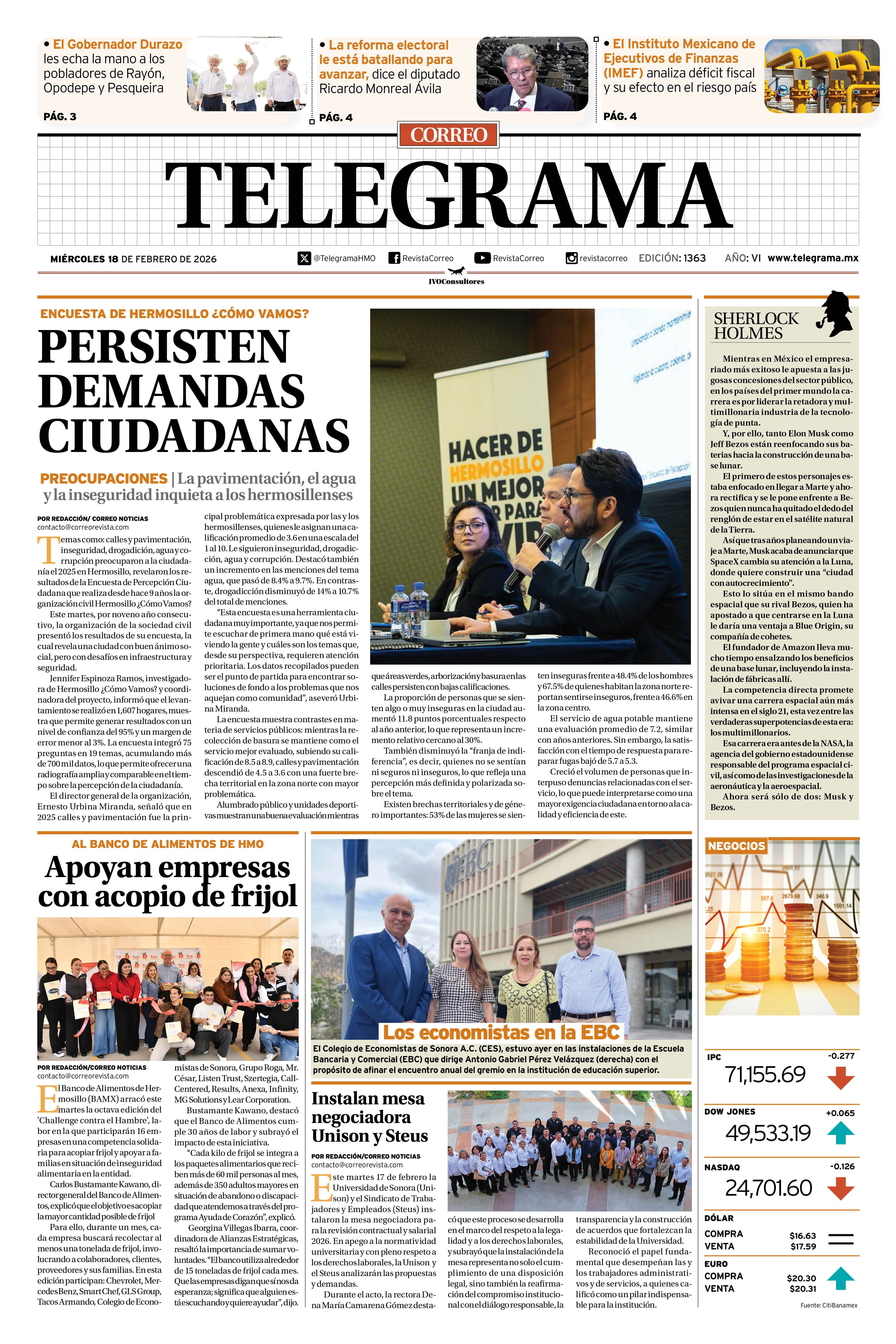 Portada de la edición TELEGRAMA 1363