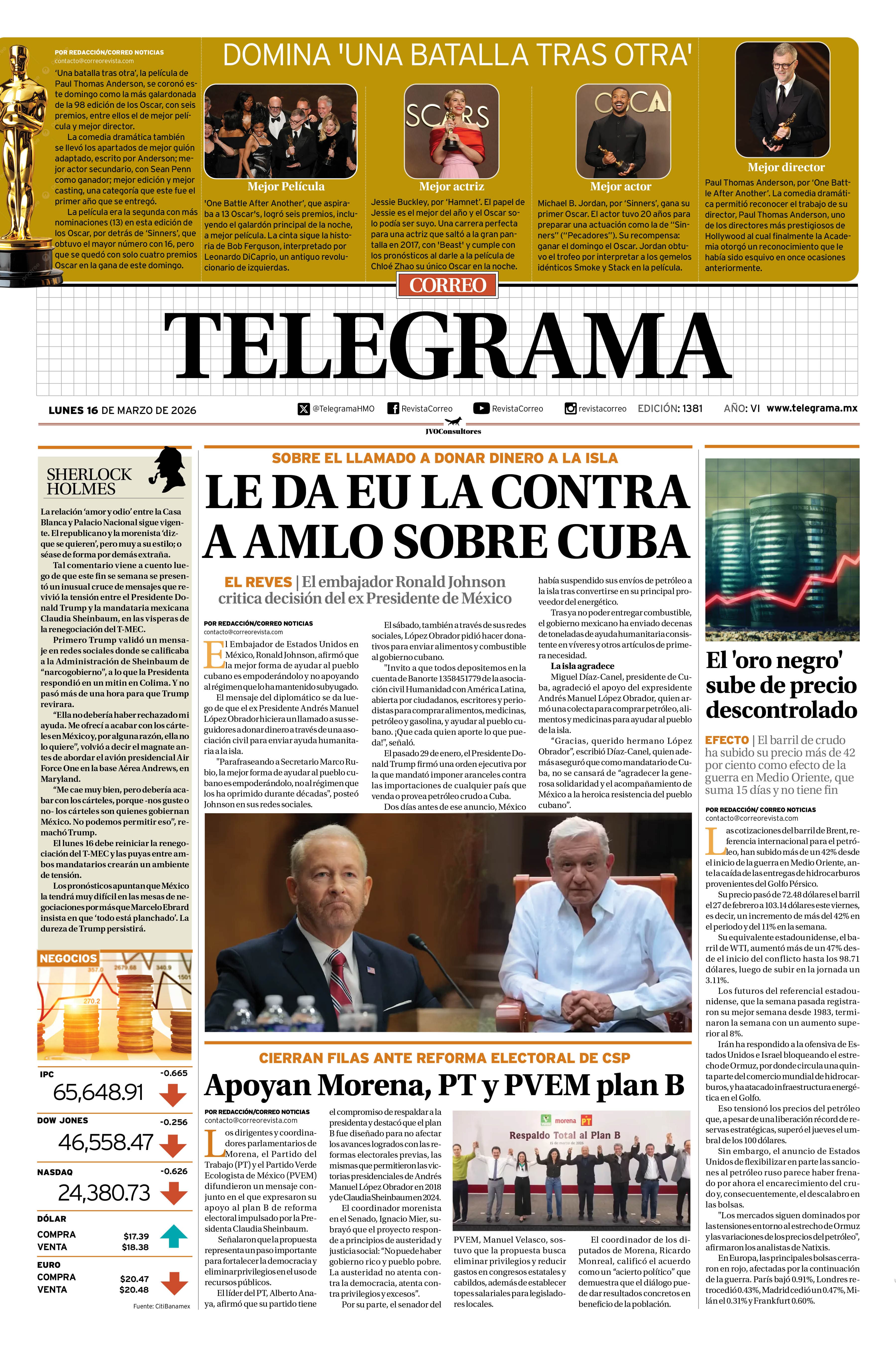 Portada de la edición TELEGRAMA 1381