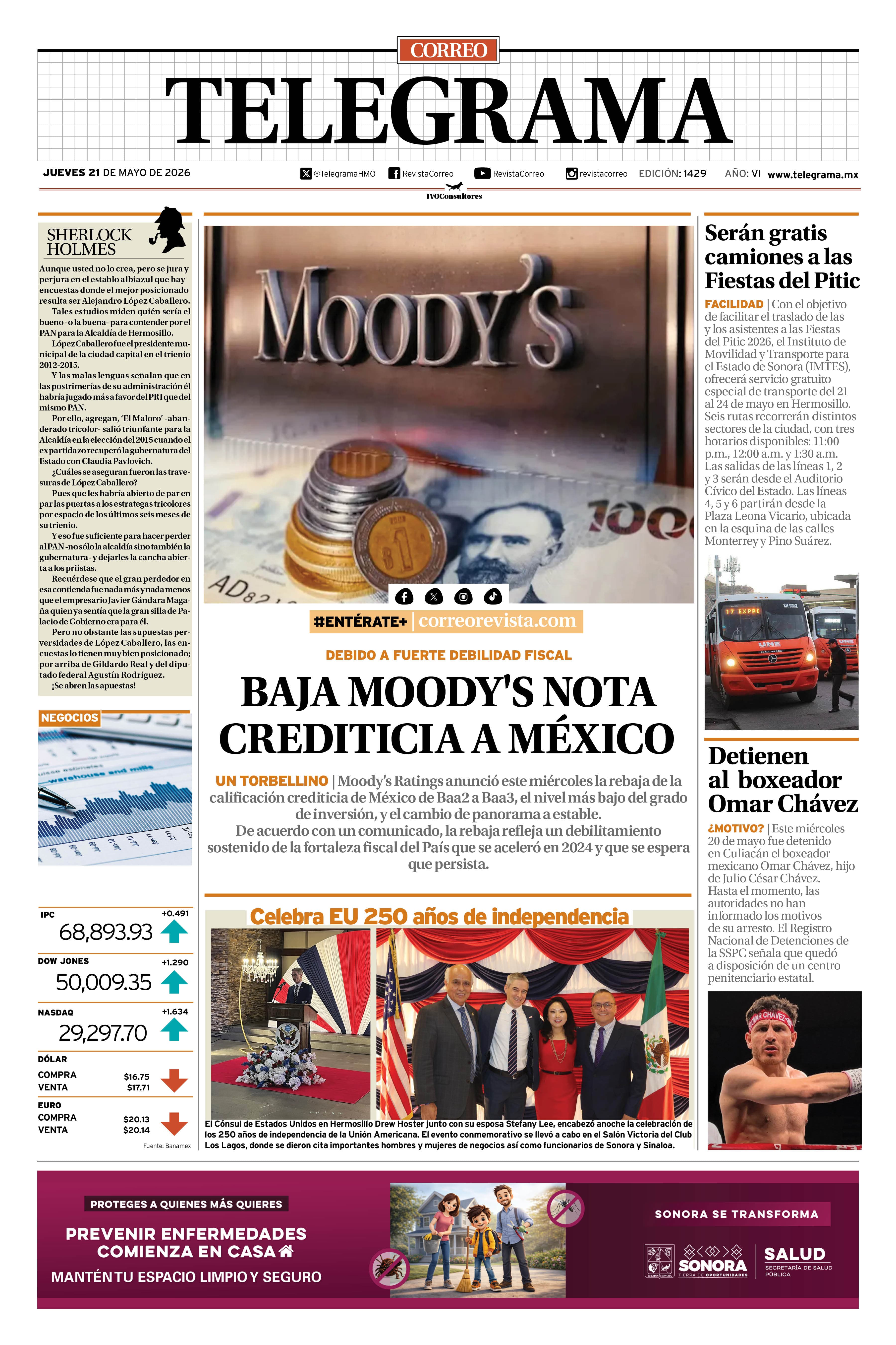 Portada de la edición TELEGRAMA 1429