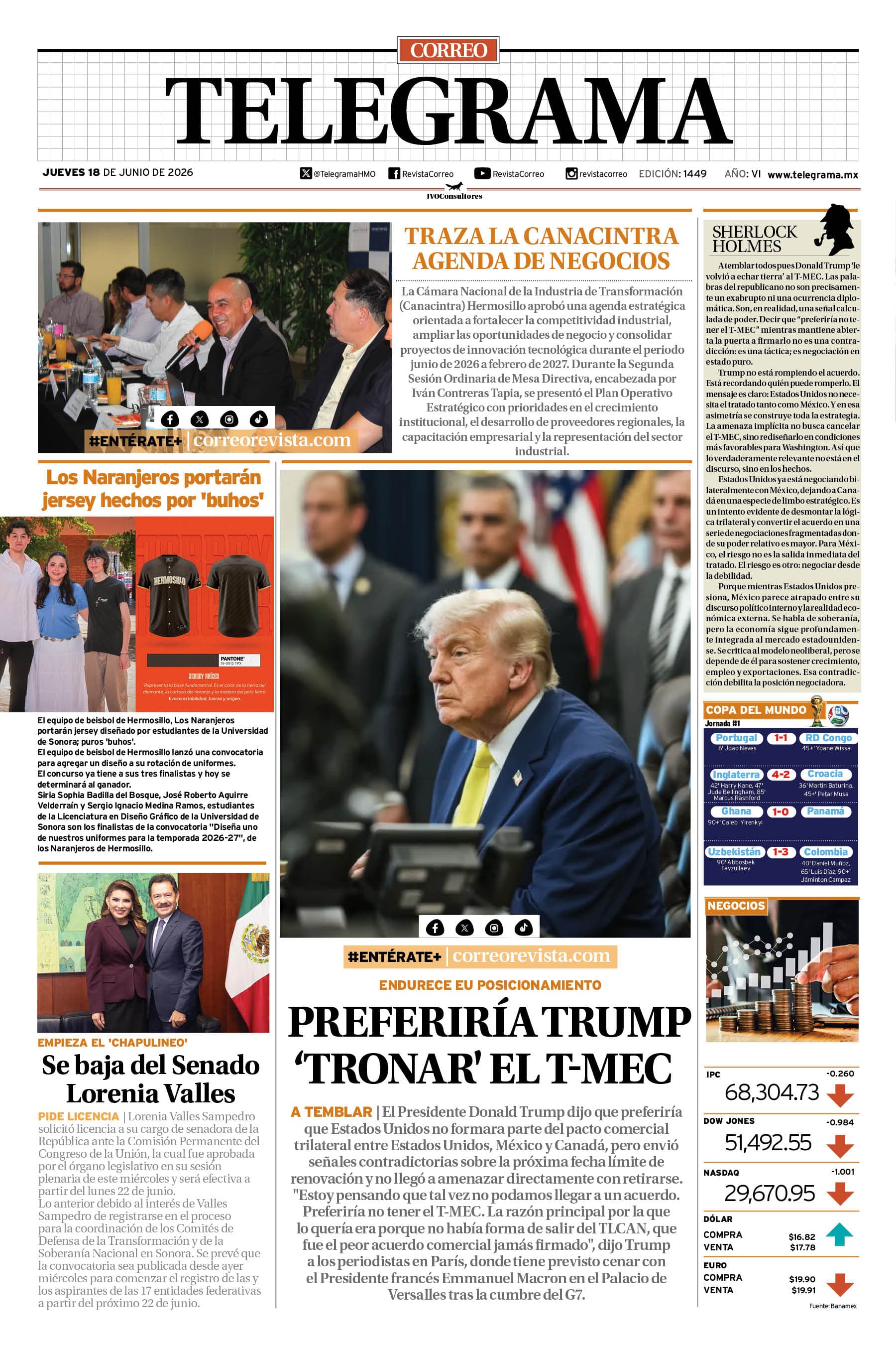 Portada de la edición TELEGRAMA 1449