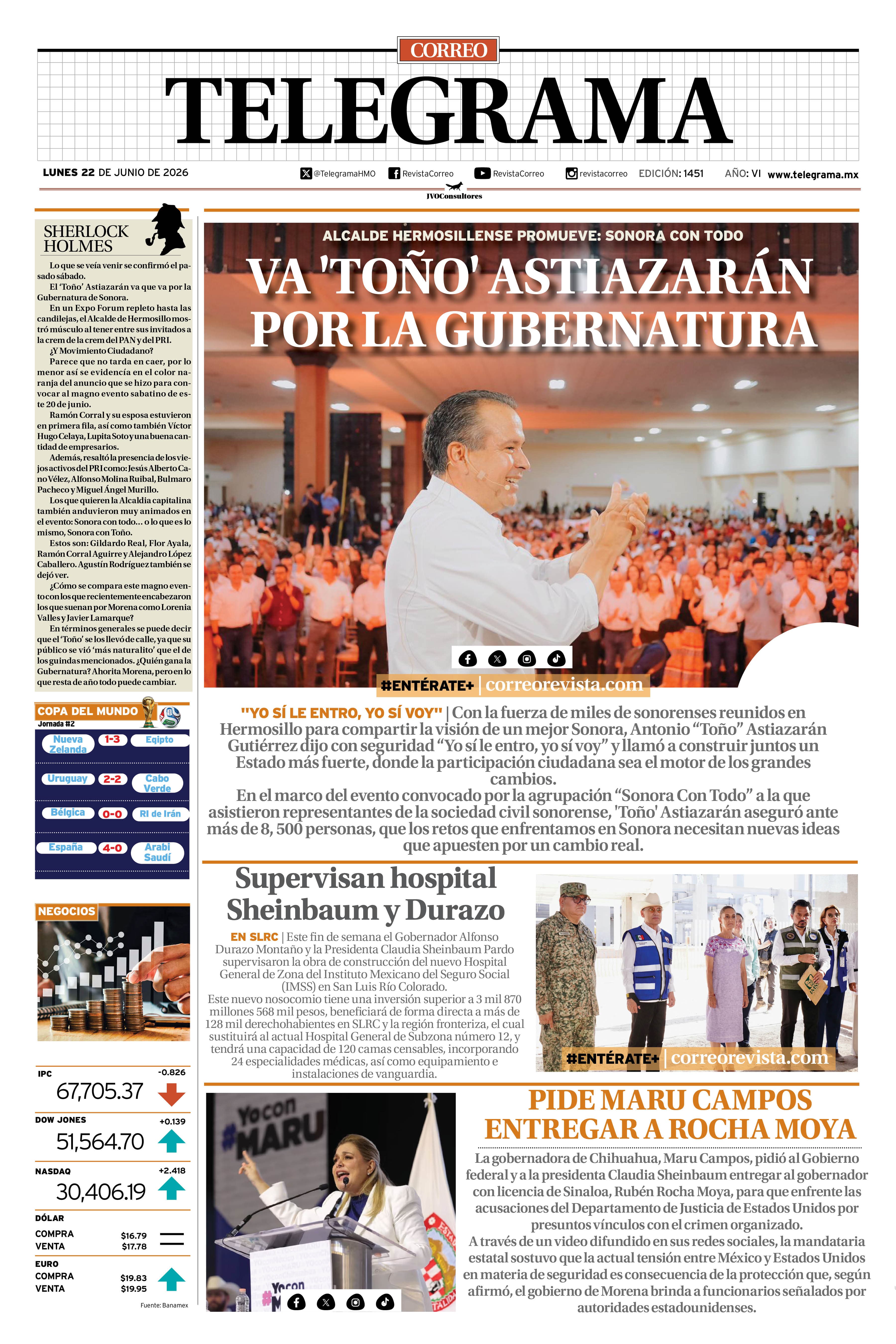 Portada de la edición TELEGRAMA 1451