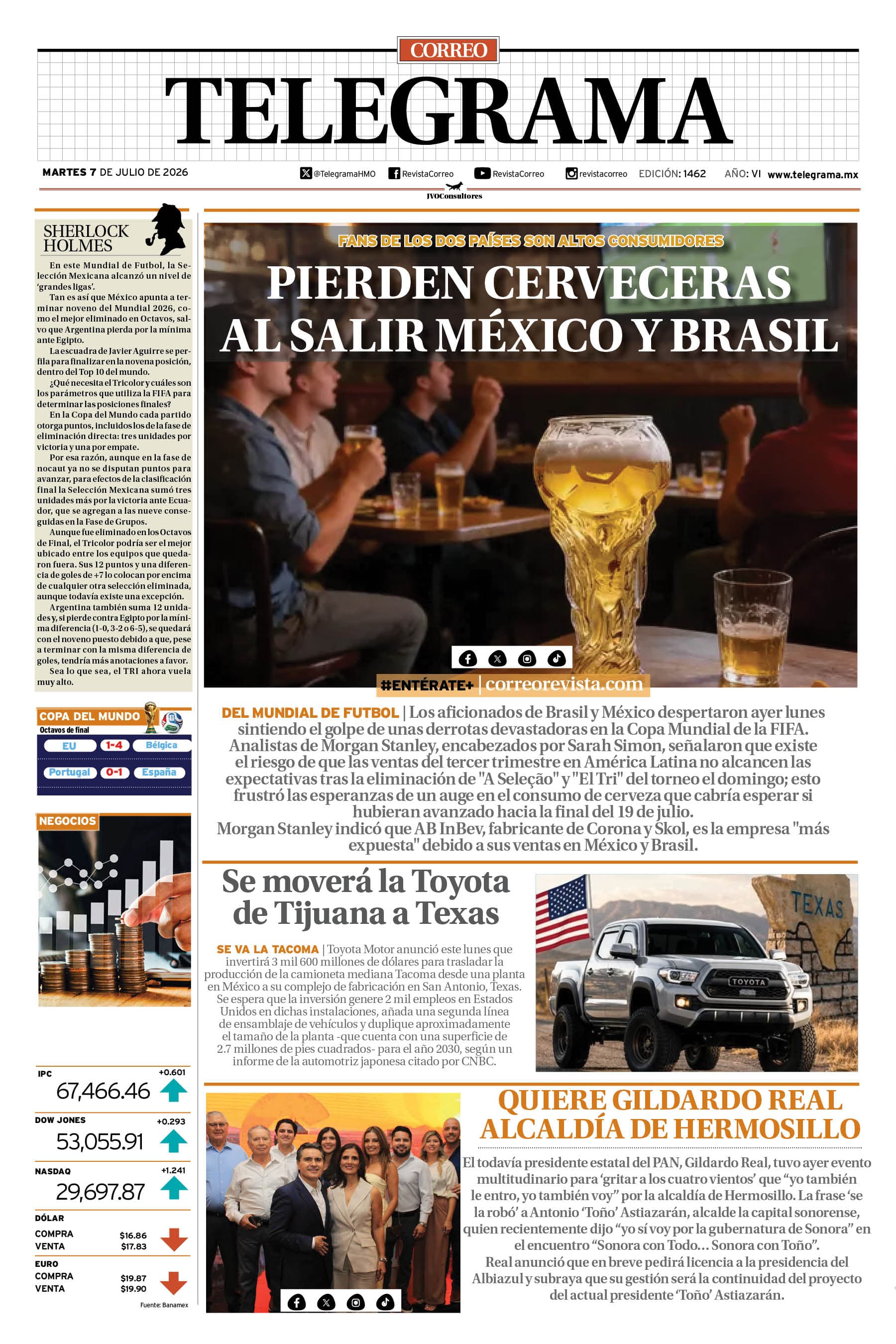 Portada de la edición TELEGRAMA 1462
