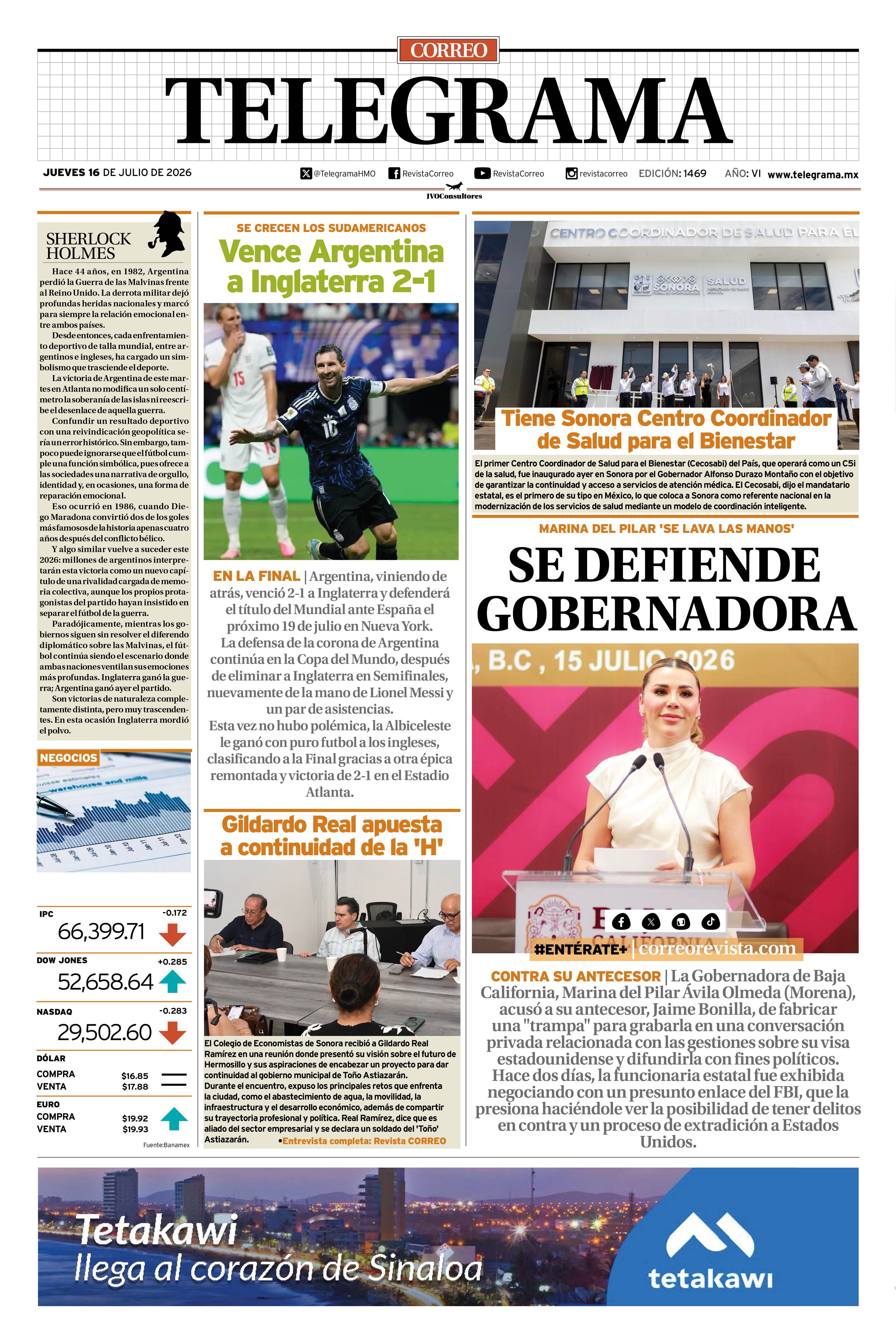 Portada de la edición TELEGRAMA 1469