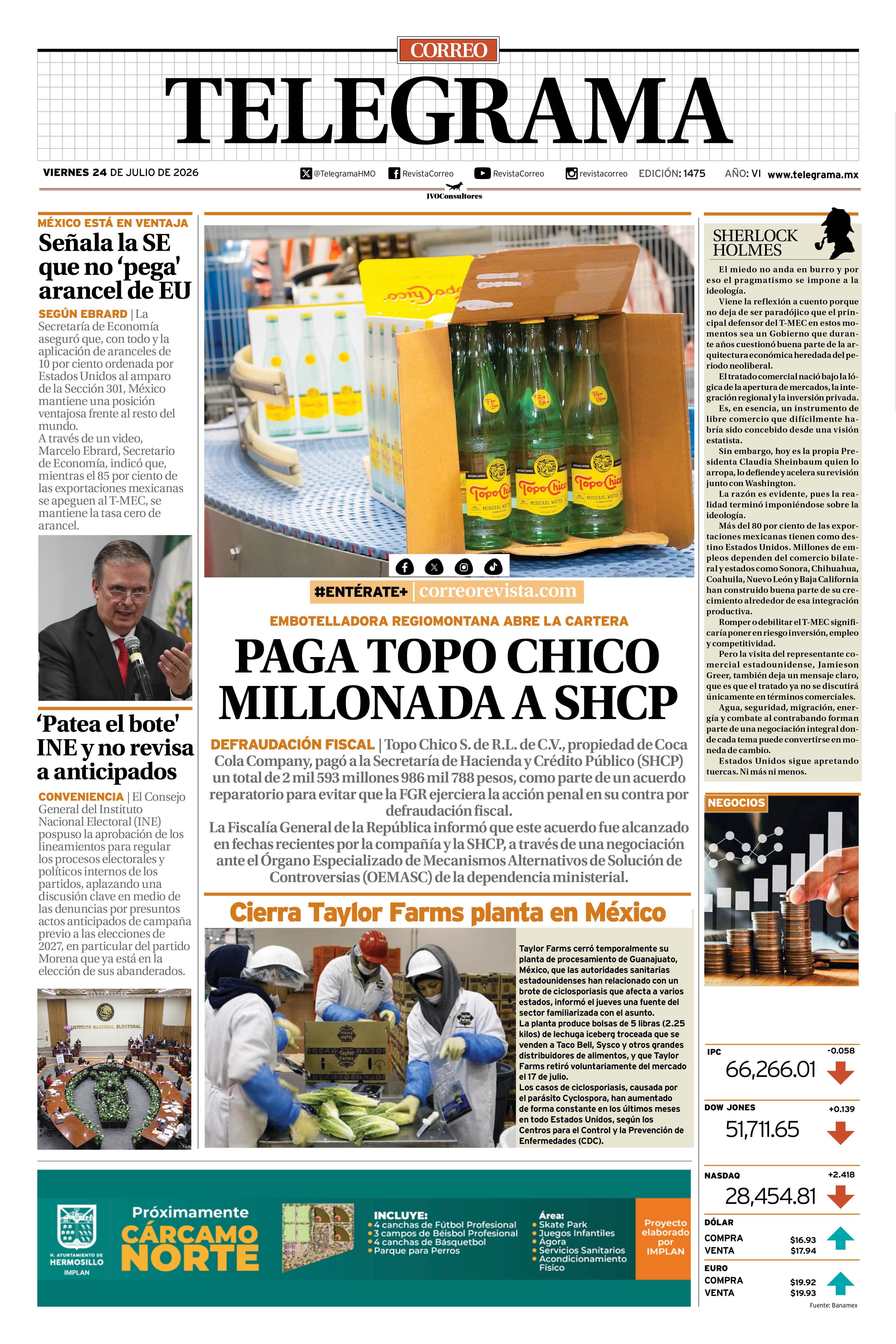 Portada de la edición TELEGRAMA 1475