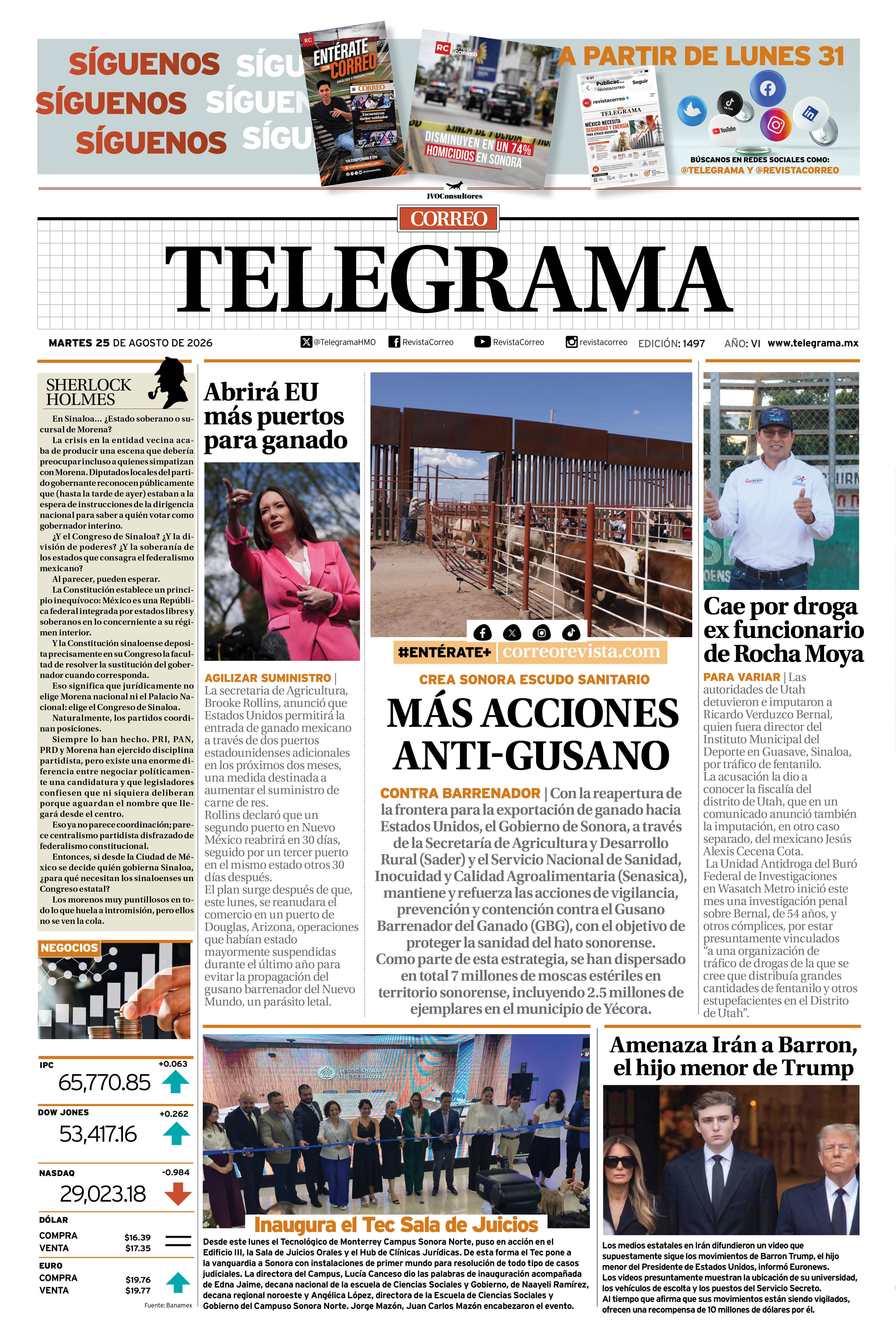 Portada de la edición TELEGRAMA 1497