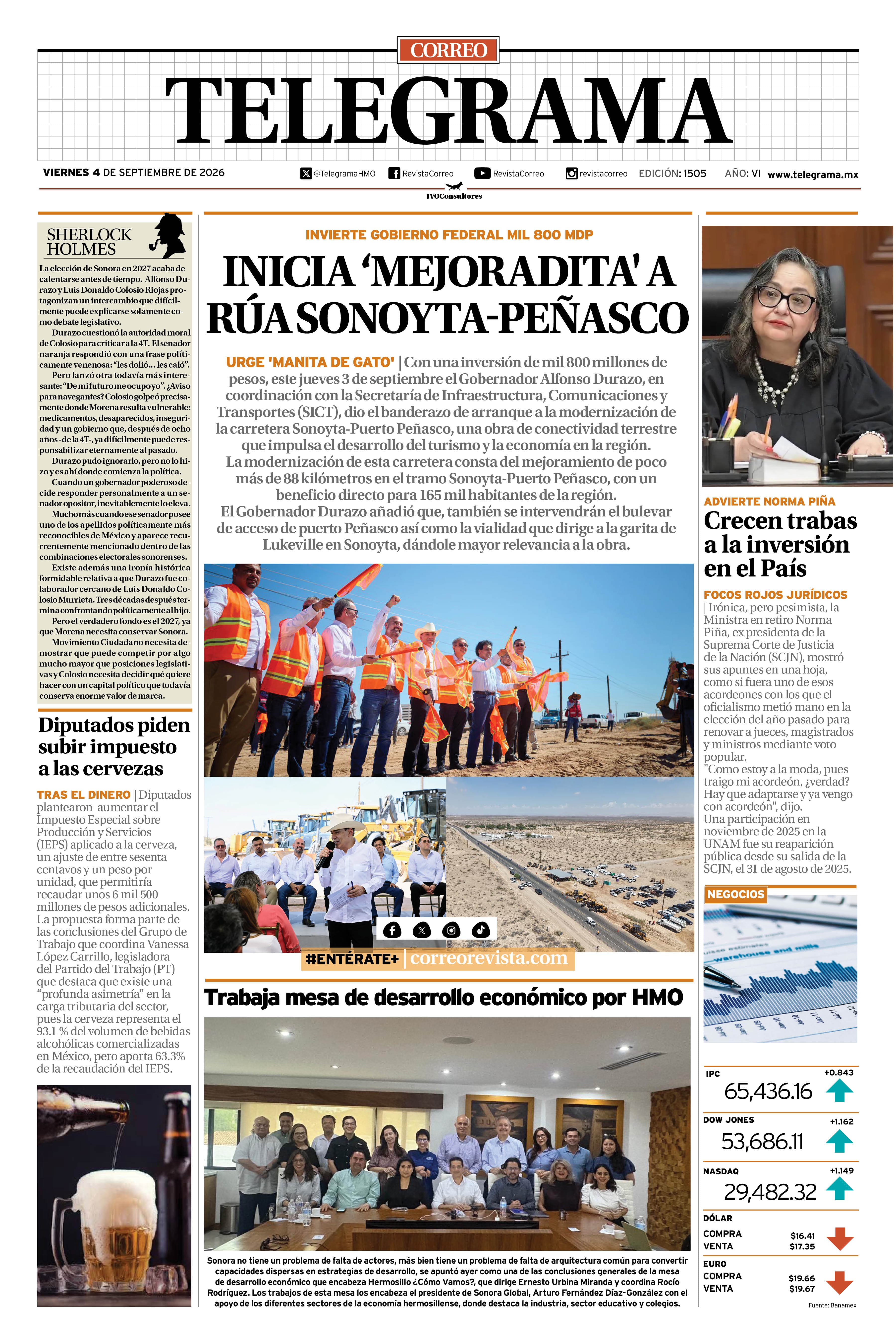 Portada de la edición TELEGRAMA 1505