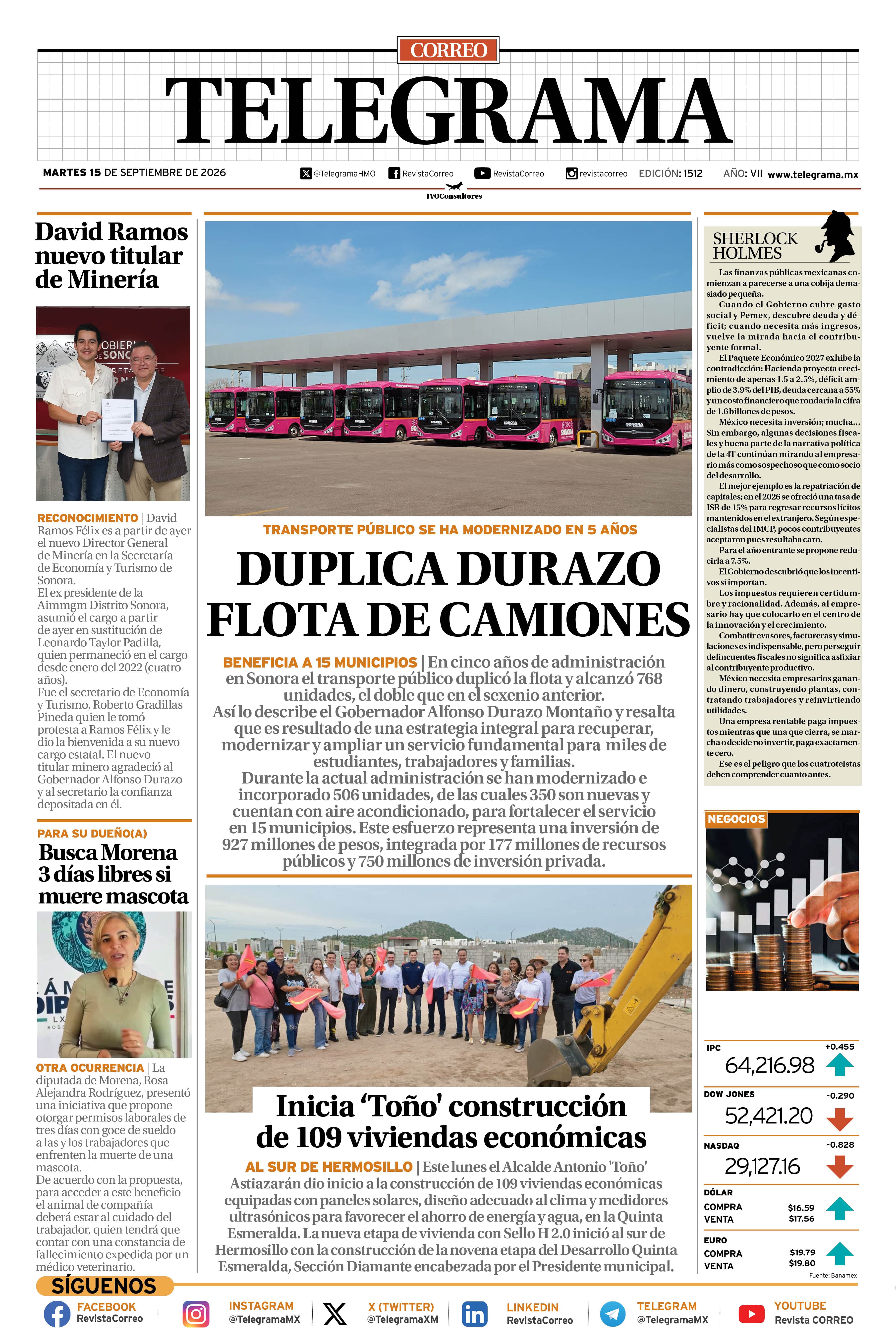 Portada de la edición TELEGRAMA 1512