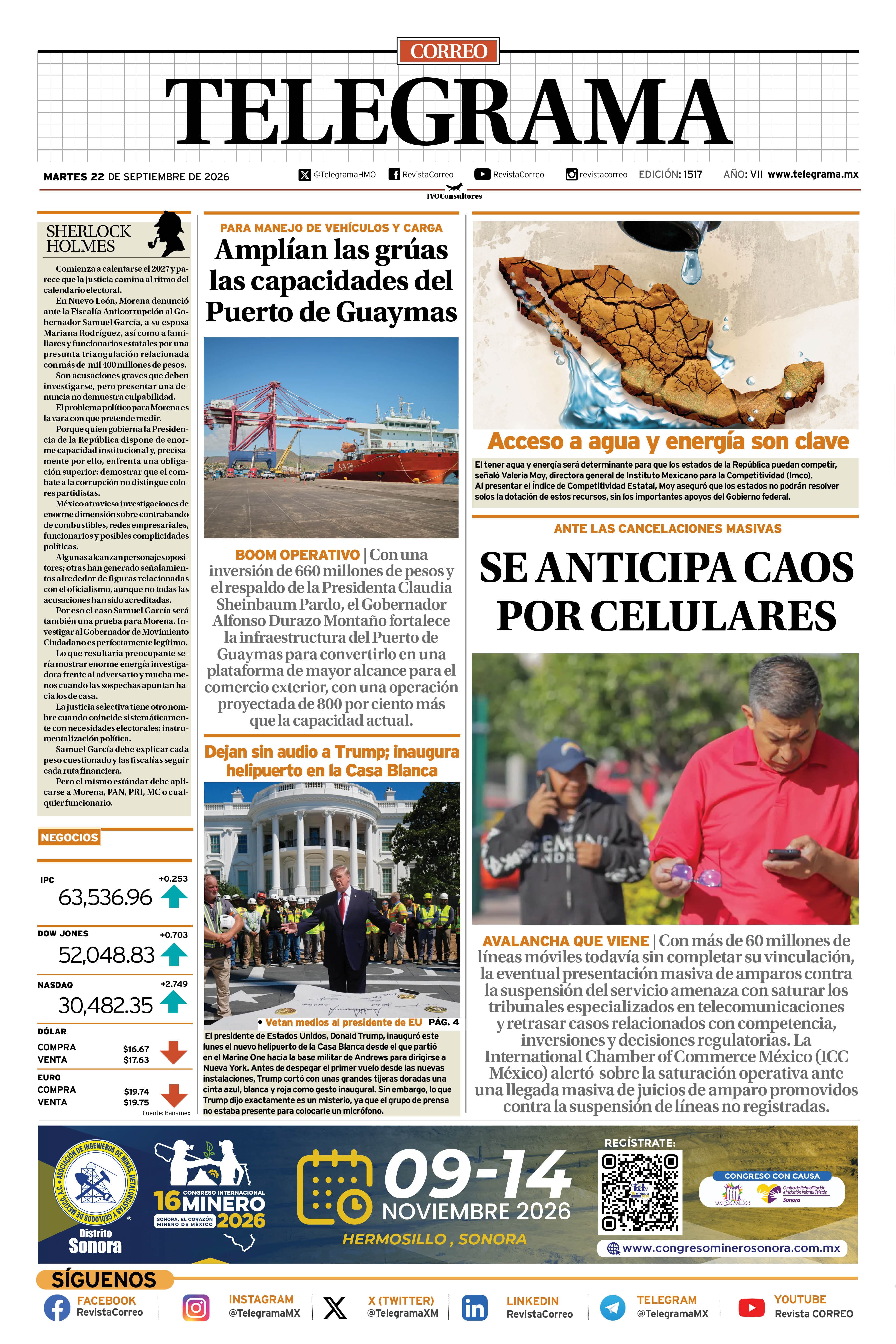 Portada de la edición TELEGRAMA 1517