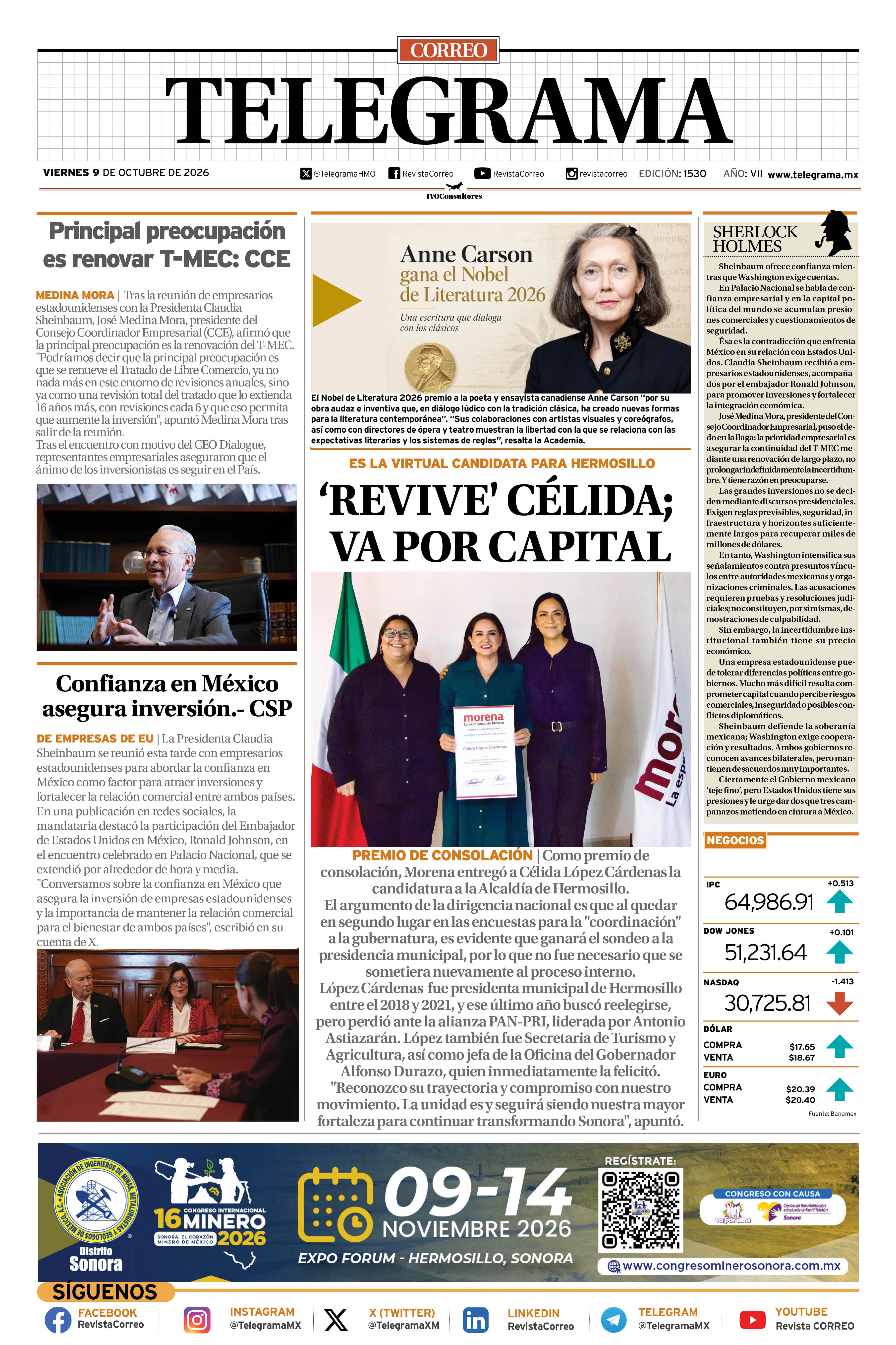 Portada de la edición TELEGRAMA 1530