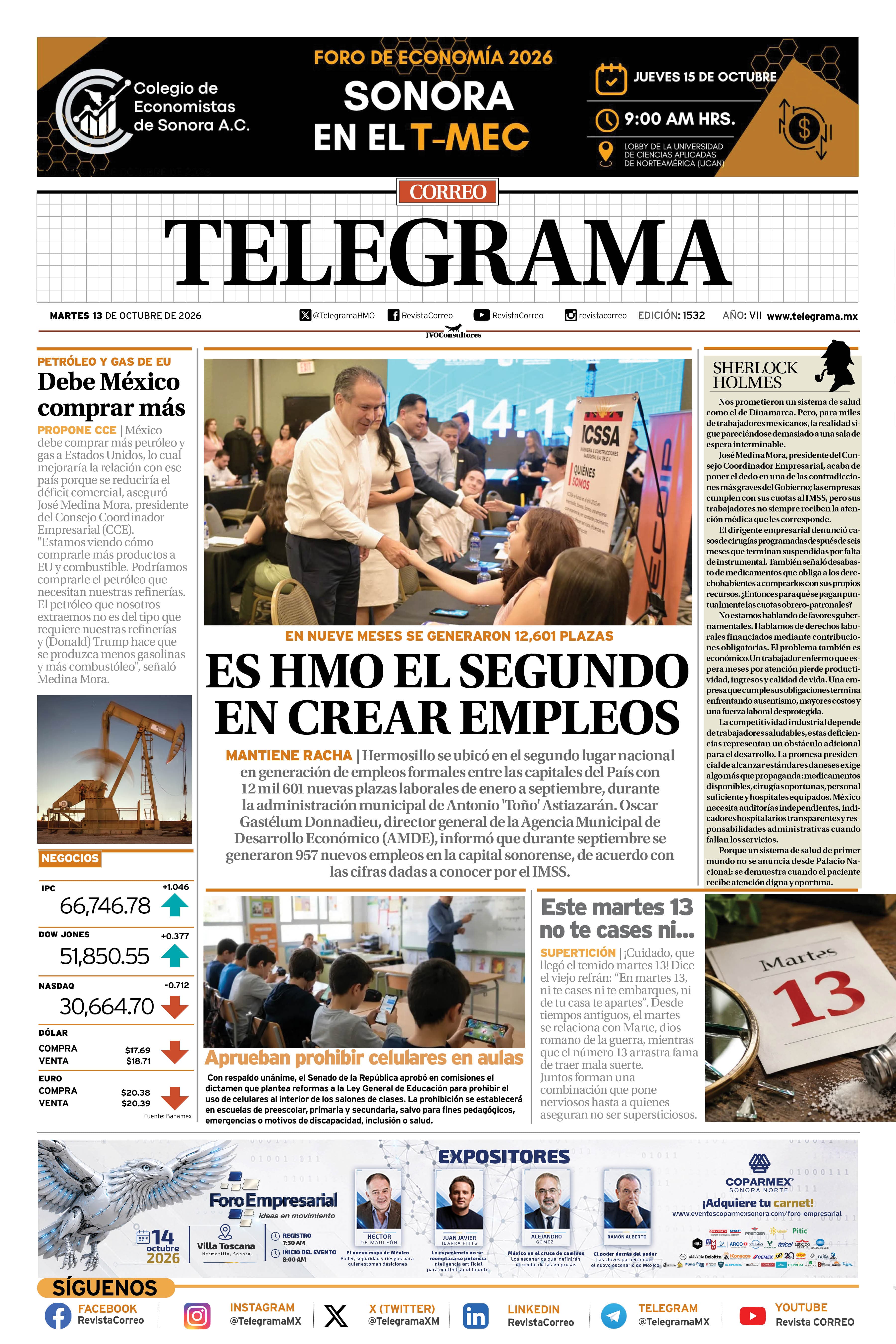 Portada de la edición TELEGRAMA 1532